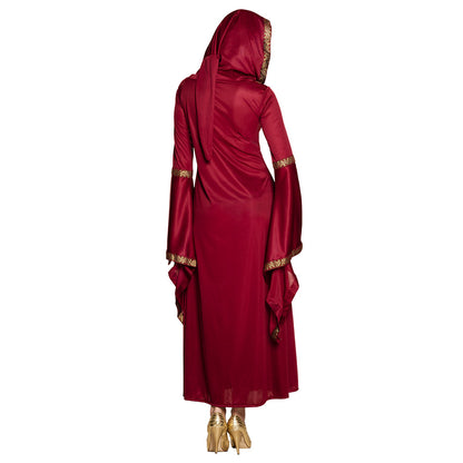 Robe Médiévale Bordeaux avec Capuche - Déguisement Adulte