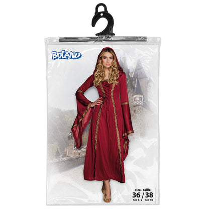 Robe Médiévale Bordeaux avec Capuche - Déguisement Adulte