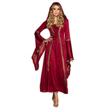 Robe Médiévale Rouge Bordeaux à Capuche - Déguisement Reine