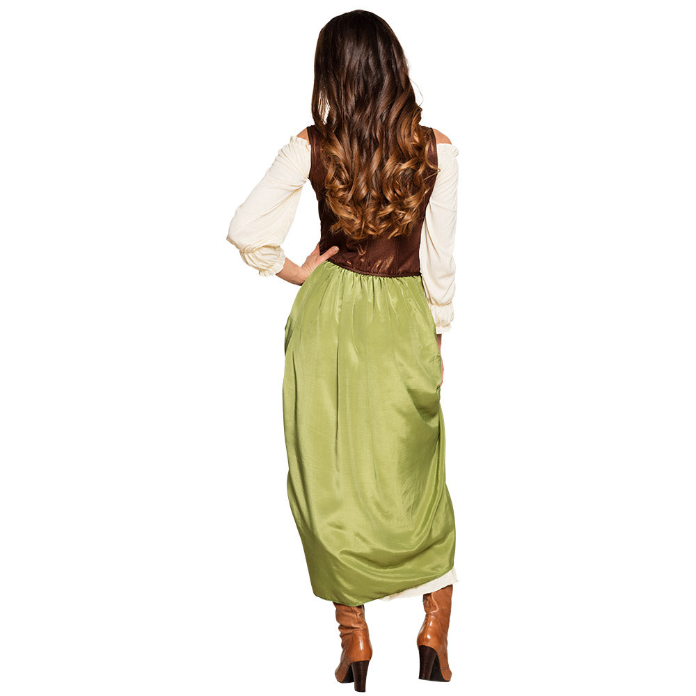 Déguisement Taverne Médiéval Femme - Corset Vert