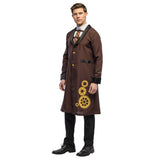 Manteau Steampunk Marron avec Engrenages Dorés - Déguisement