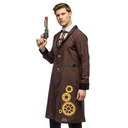 Costume Steampunk Marron avec Engrenages Dorés pour Adulte