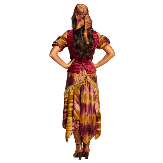 Déguisement Gitane Bohème Femme - Robe Longue Frangée