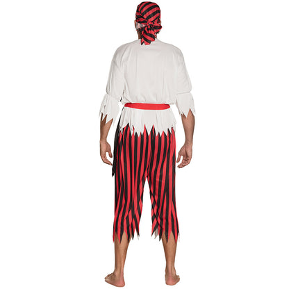 Déguisement Pirate Adulte Classique avec Bandana Rayé Rouge