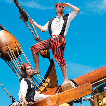 Déguisement Pirate Adulte Classique avec Bandana Rayé Rouge