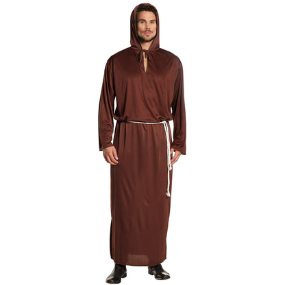 Tunique Médiévale Marron avec Capuche - Déguisement Adulte