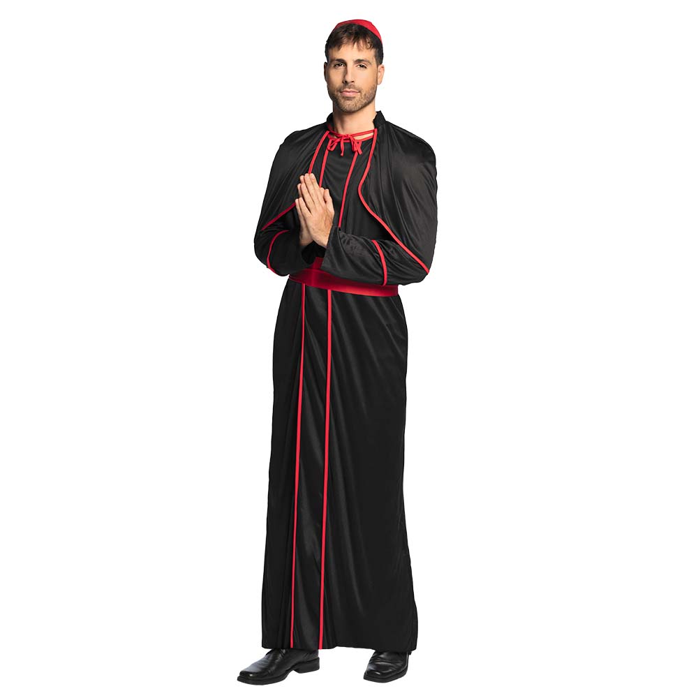 Déguisement Prêtre Noir et Rouge - Costume Religieux Adulte