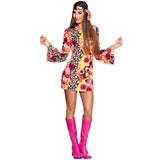 Déguisement Hippie Années 70 Fleurs Multicolores Femme