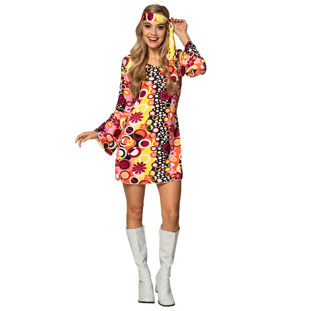 Déguisement Hippie Années 70 Fleurs Multicolores Femme