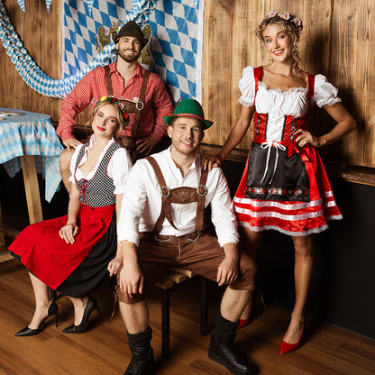 Costume Bavarois Femme Rouge - Déguisement Dirndl Oktoberfest