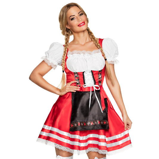 Déguisement Bavaroise Rouge et Blanc Femme Sexy - Robe Traditionnelle