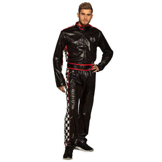 Combinaison Pilote de Course Noir et Rouge à Damier