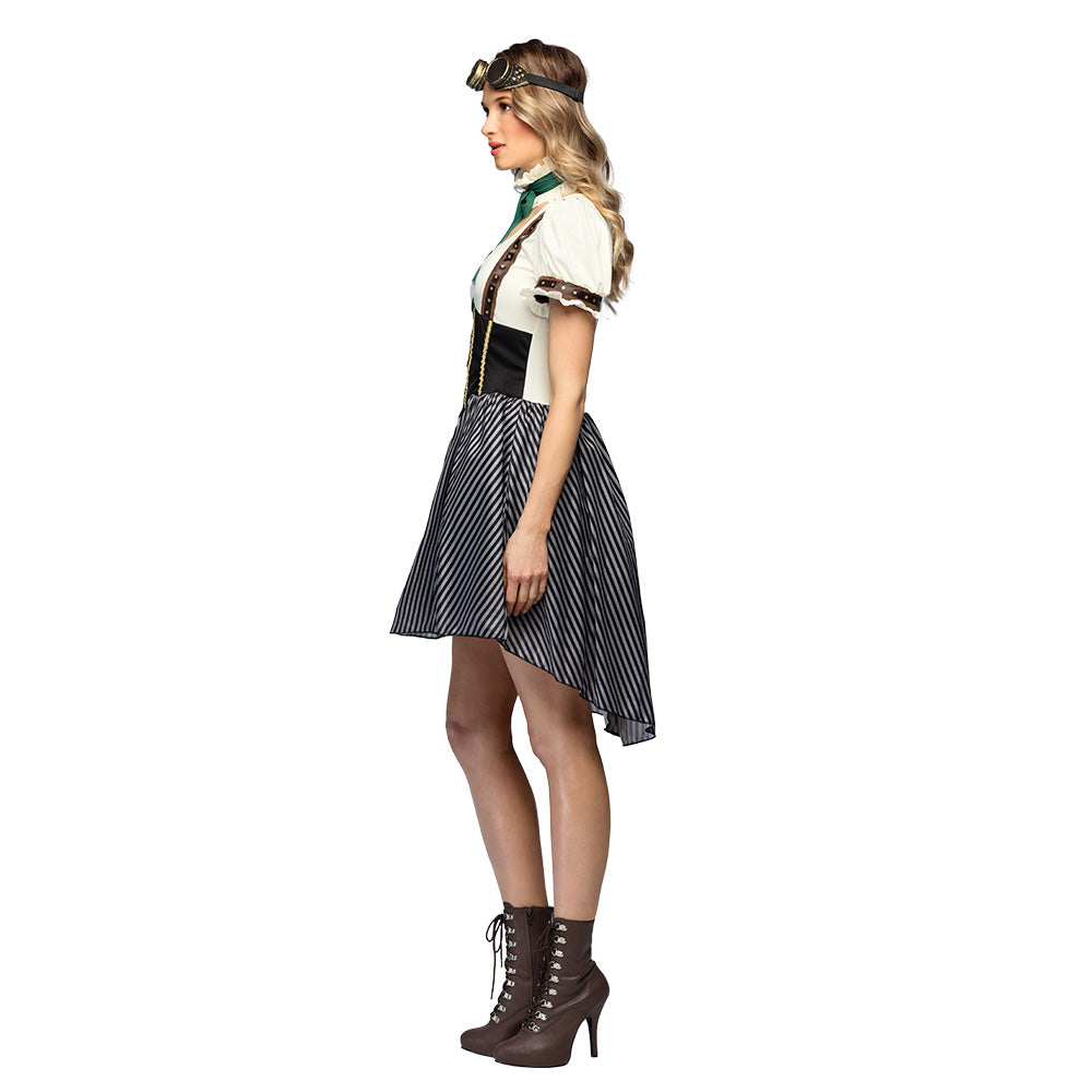 Déguisement Steampunk Aviateur Femme - Costume Classe Rétro-Futuriste
