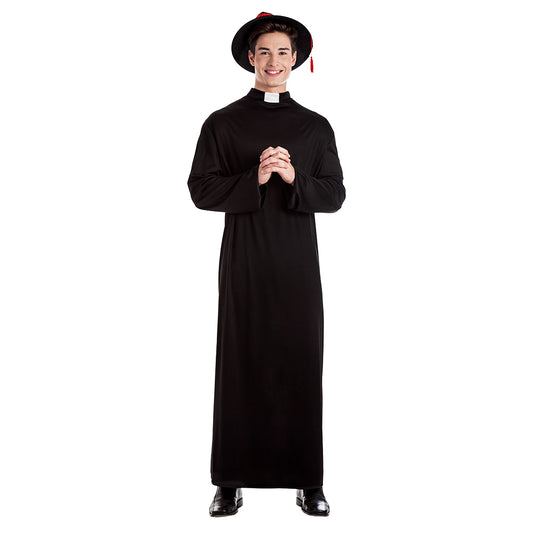 Déguisement Prêtre Noir Adulte avec Chapeau et Col Blanc