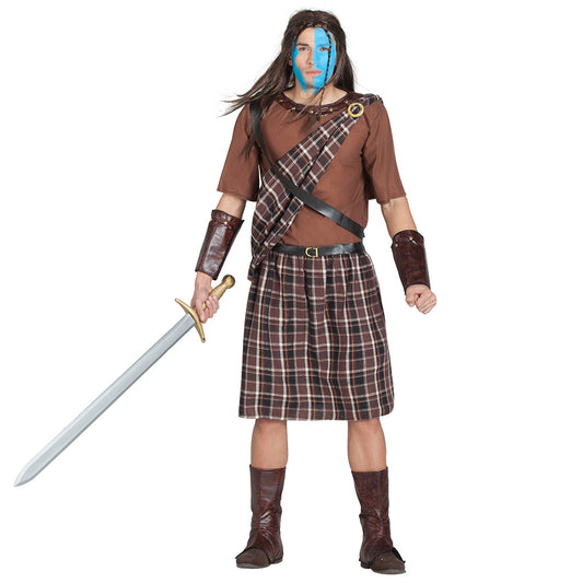 Déguisement Guerrier Écossais Homme - Kilt Tartan Bleu