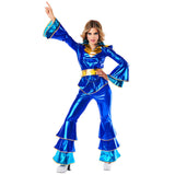 Déguisement Disco Bleu Années 70 - Costume Paillettes Femme