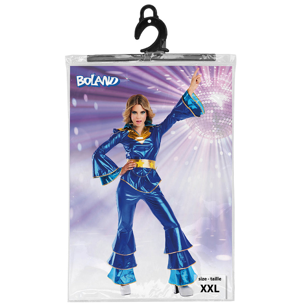 Déguisement Disco Bleu Années 70 - Costume Paillettes Femme