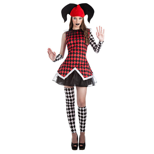 Déguisement Arlequin Noir et Rouge Femme - Costume Carnaval