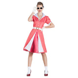 Déguisement Pin-Up Années 50 Femme Rouge et Blanc