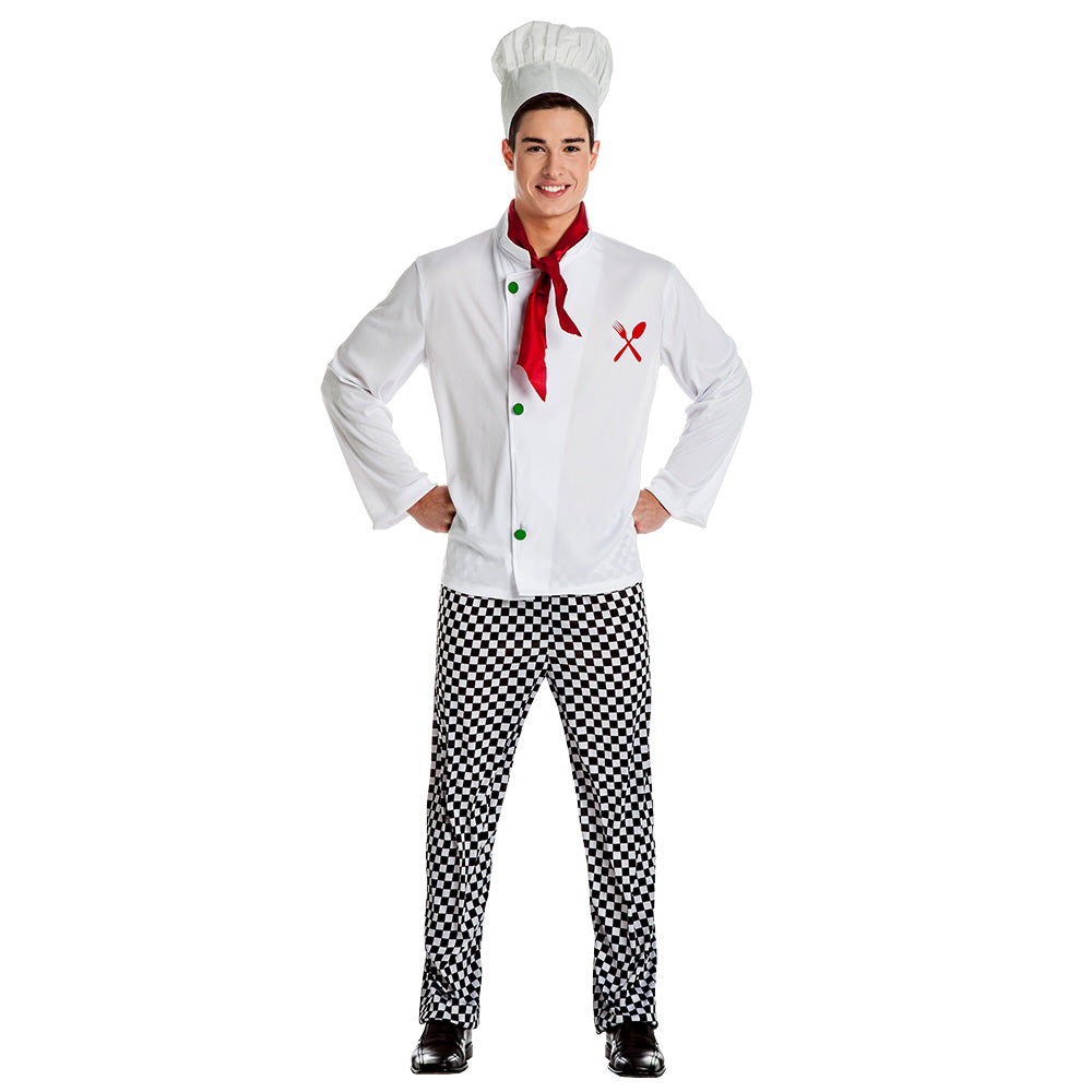 Déguisement Cuisinier Chef Blanc Carreaux Homme