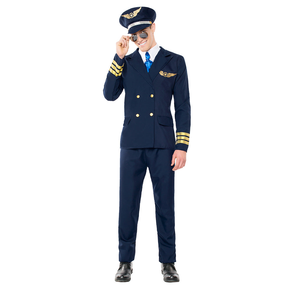 Déguisement Pilote Aviation Luxe - Uniforme Bleu Marine
