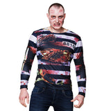 T-shirt Zombie Sanglant Rayé - Déguisement Halloween Adulte