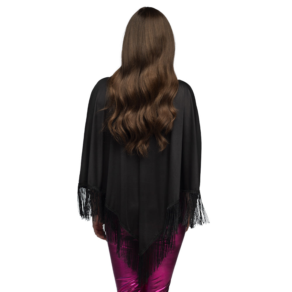 Poncho Crâne Fleuri Halloween - Frange Noire et Mauve