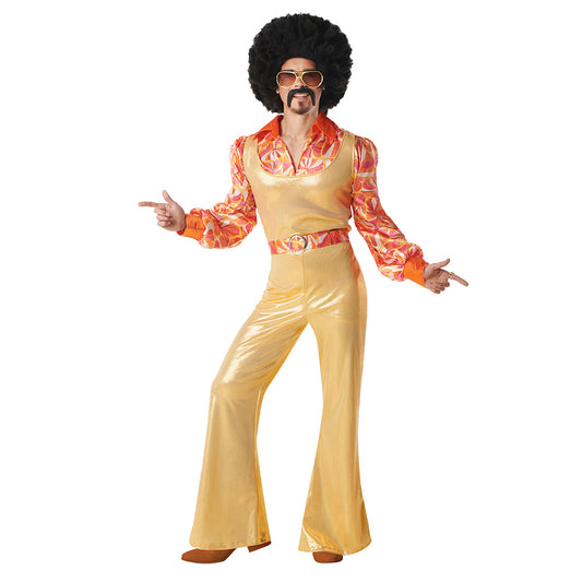 Déguisement Disco Années 70 Gold Homme - Combinaison Paillettes
