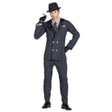 Costume Gangster Années 20 Noir à Rayures Blanches Homme