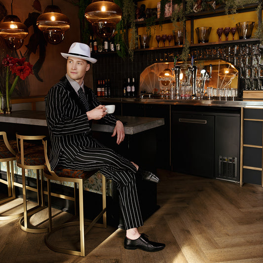 Costume Gangster Années 20 Noir à Rayures Blanches Homme