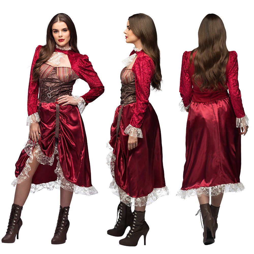 Déguisement Vampire Femme Gothique Années 20 - Robe Rouge Velours