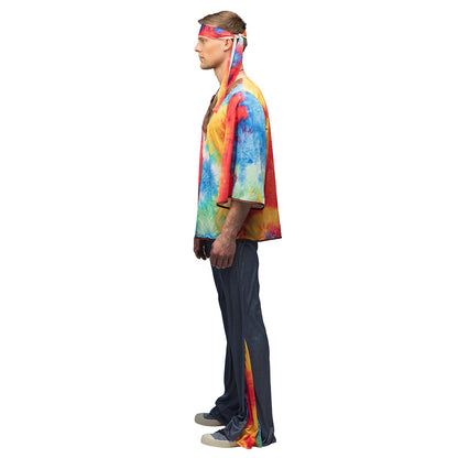 Déguisement Hippie Tie Dye Adulte avec Bandeau Arc-en-Ciel
