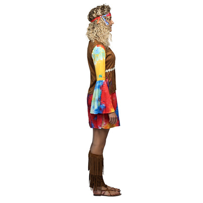 Costume Hippie Femme Tie-Dye - Robe Années 70 avec Accessoires