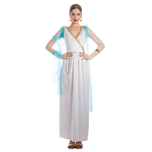 Déguisement Déesse Grecque Blanche et Bleue Femme