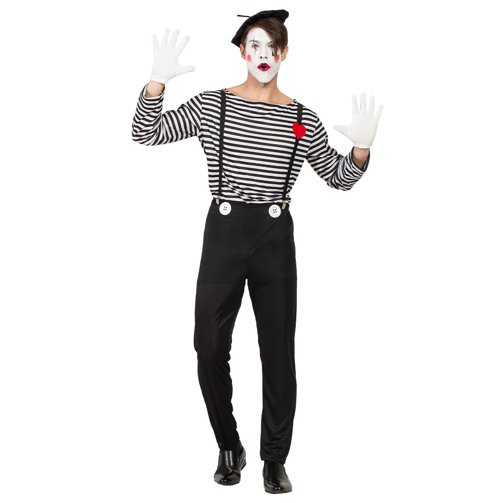 Déguisement Mime Adulte - Costume Complet Rayé Noir