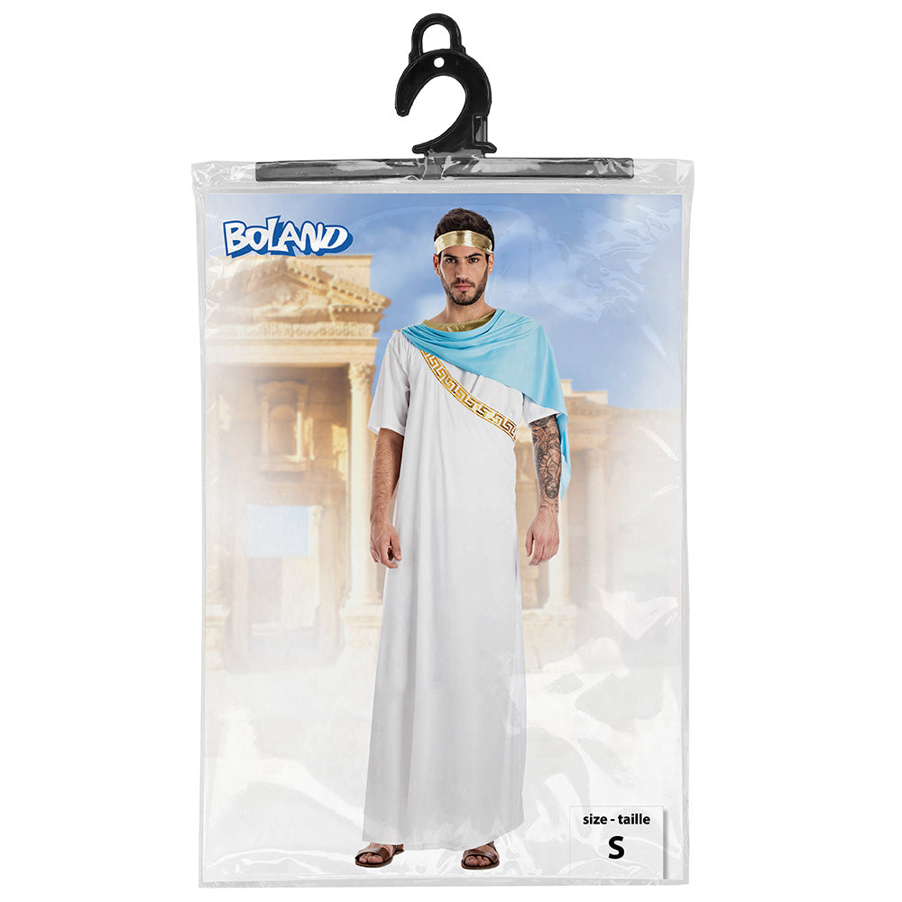Déguisement Grec Antique Blanc et Bleu - Costume Adulte
