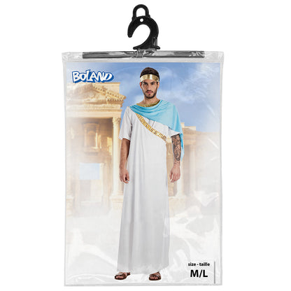 Déguisement Dieu Grec Blanc Bleu - Costume Antique Homme