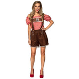 Costume Bavarois Femme - Dirndl Traditionnel Rouge et Marron