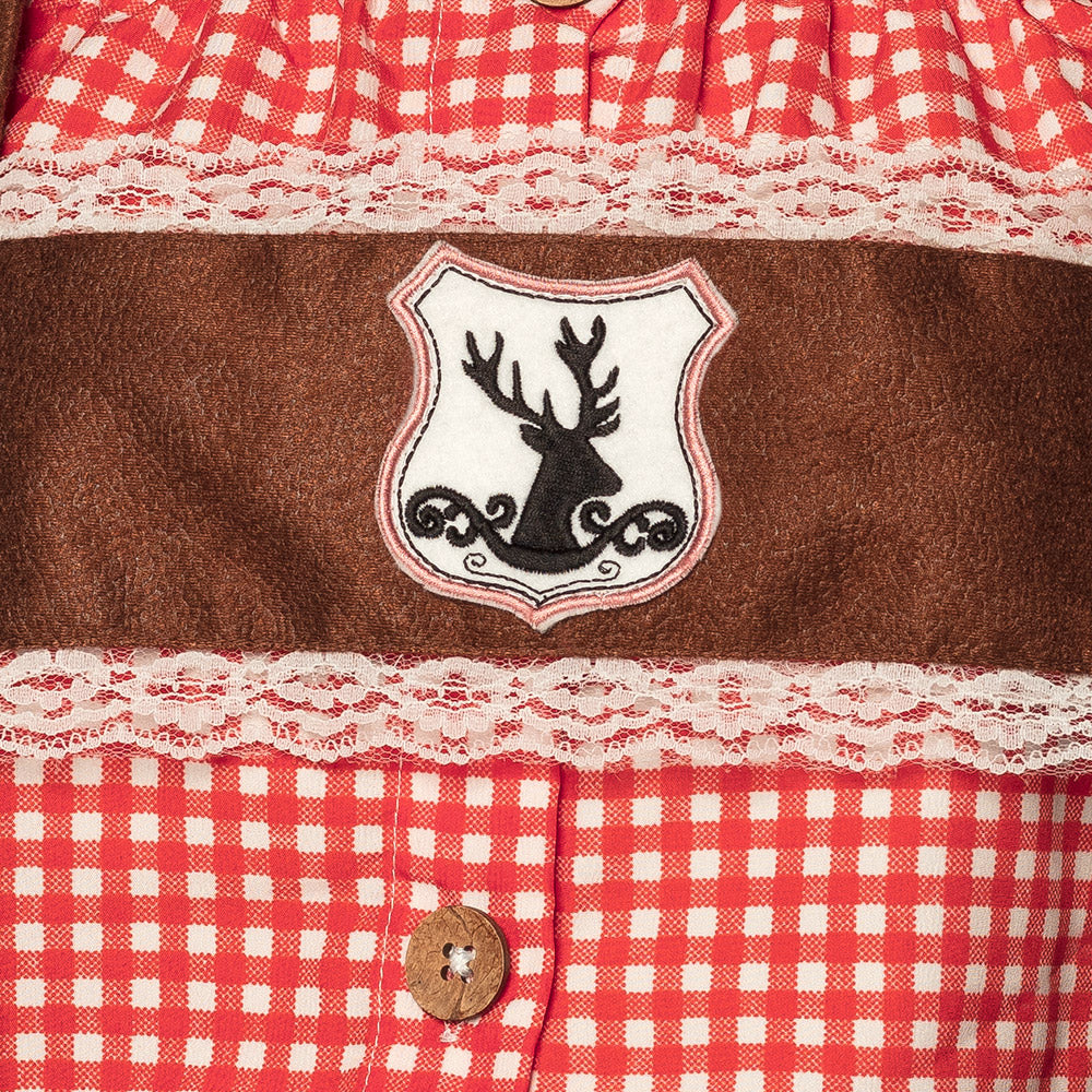 Costume Bavarois Femme - Dirndl Traditionnel Rouge et Marron