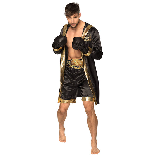 Déguisement Champion de Boxe Noir et Or - Robe de Combattant