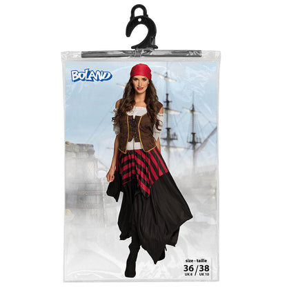 Déguisement Pirate Femme Authentique - Robe et Bandana Rouge