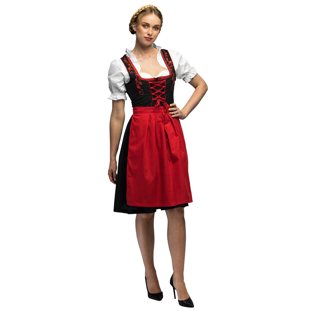 Robe Bavaroise Traditionnelle Rouge et Noir pour Adulte