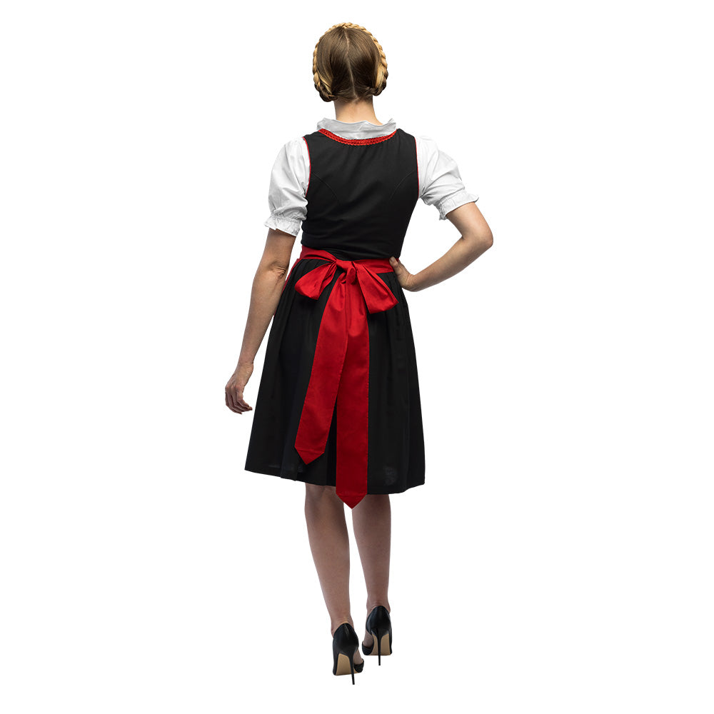 Robe Bavaroise Traditionnelle Rouge et Noir pour Adulte
