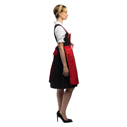 Robe Bavaroise Noire et Rouge - Déguisement Oktoberfest Femme