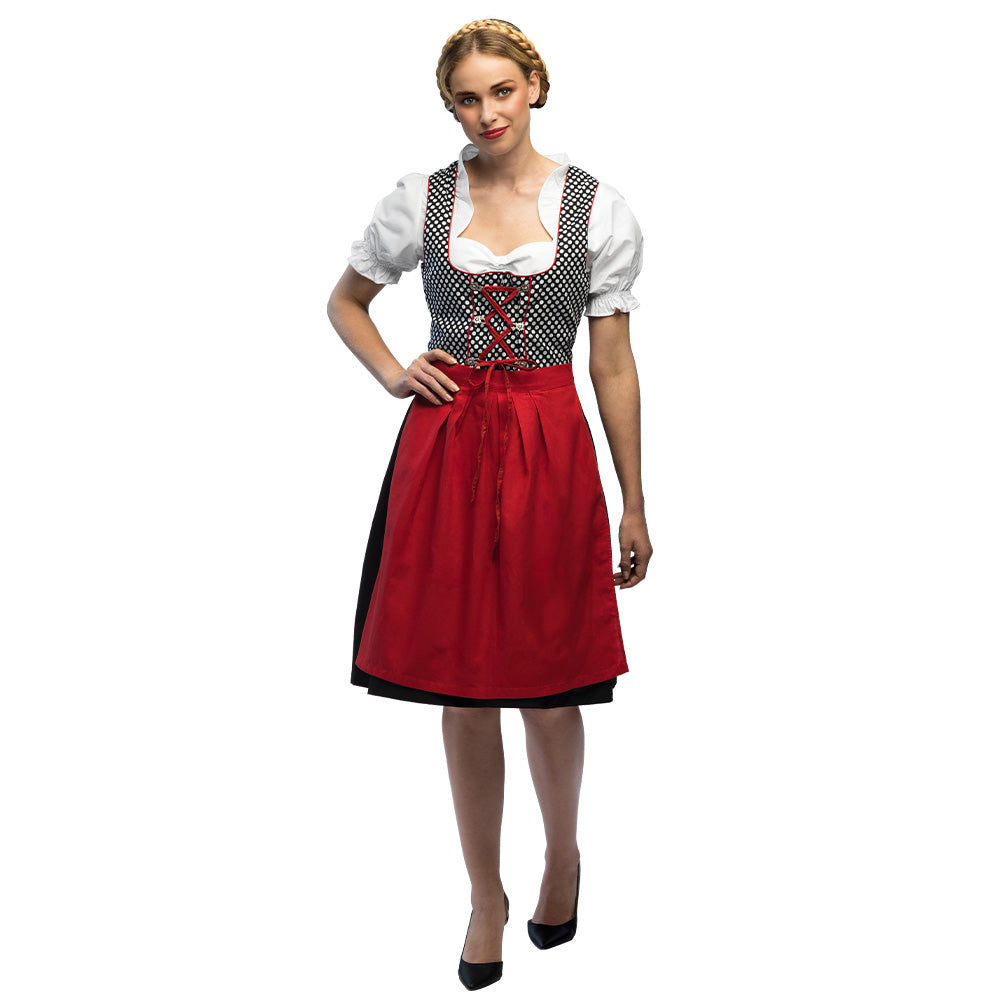 Dirndl Bavarois Noir et Rouge - Déguisement Oktoberfest Femme