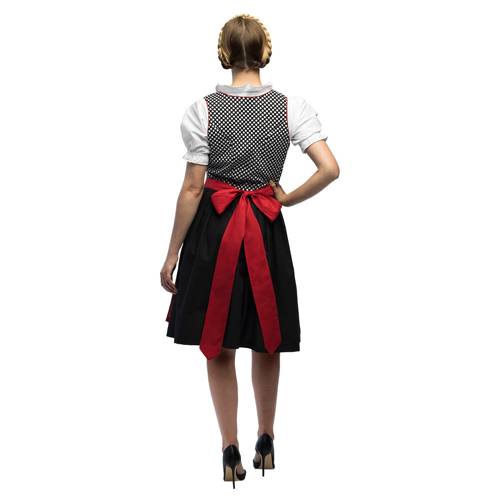 Dirndl Bavarois Noir et Rouge - Déguisement Oktoberfest Femme