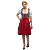 Dirndl Traditionnel Noir et Rouge - Déguisement Bavarois Femme