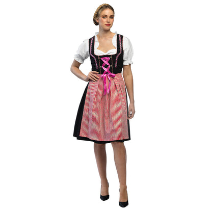 Robe Dirndl Traditionnelle Rose et Noir - Costume Bavarois