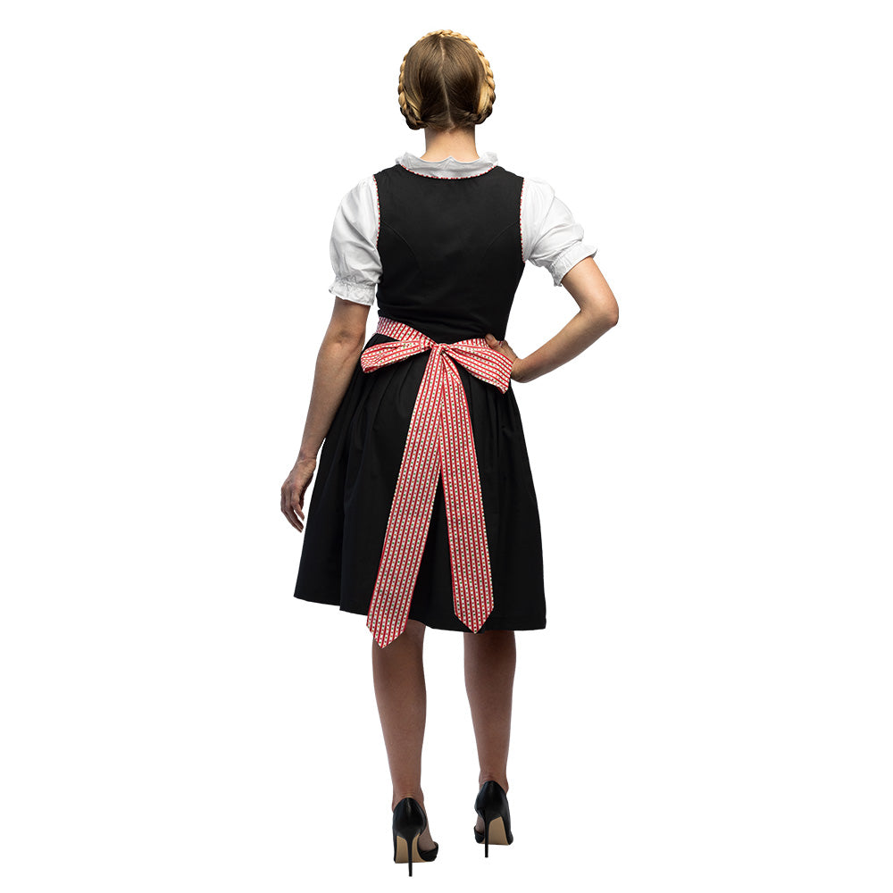 Robe Dirndl Traditionnelle Rose et Noir - Costume Bavarois