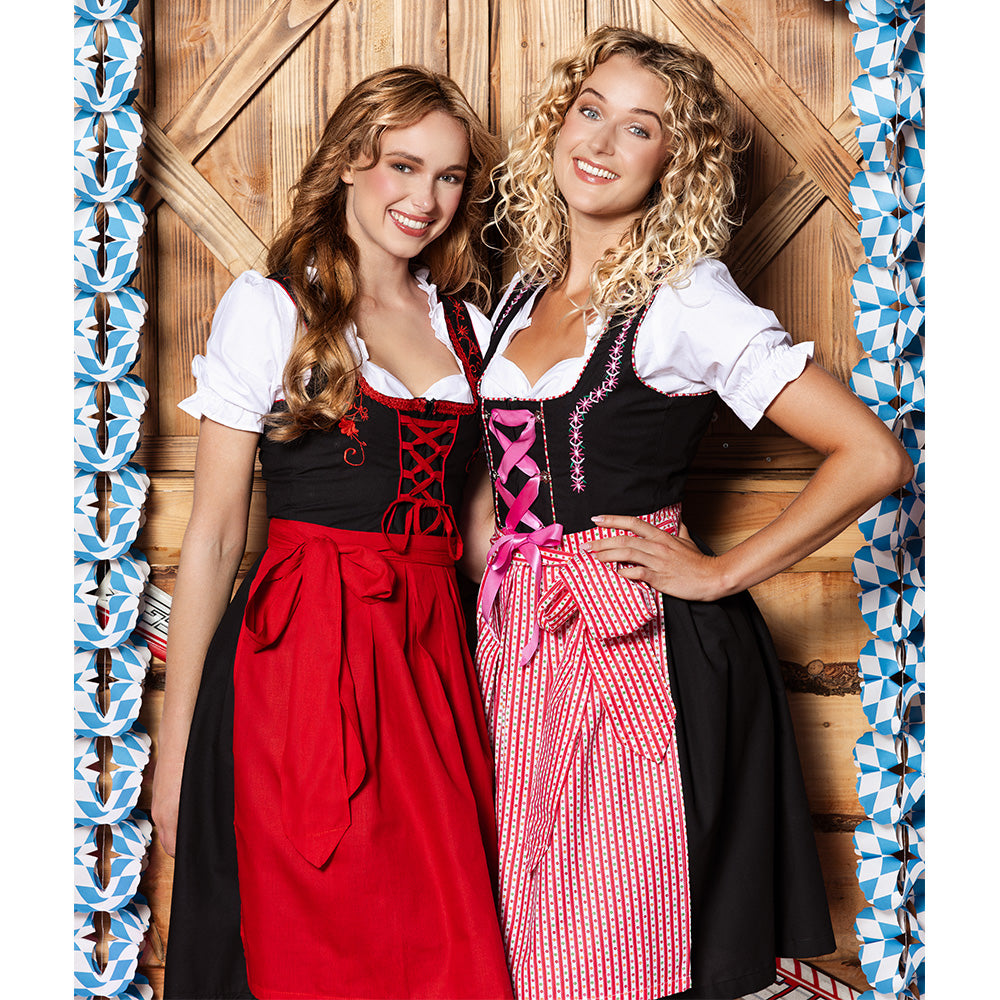 Robe Dirndl Traditionnelle Rose et Noir - Costume Bavarois